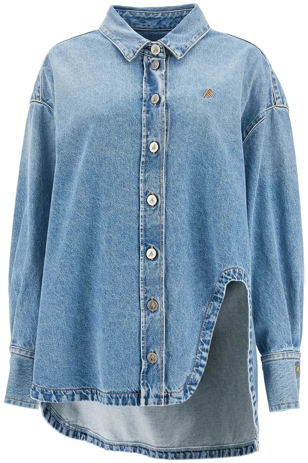 asymmetric denim overshirt with