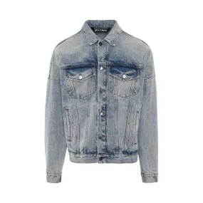 Back Logo Oversize B Denim Jacket in Light Blue