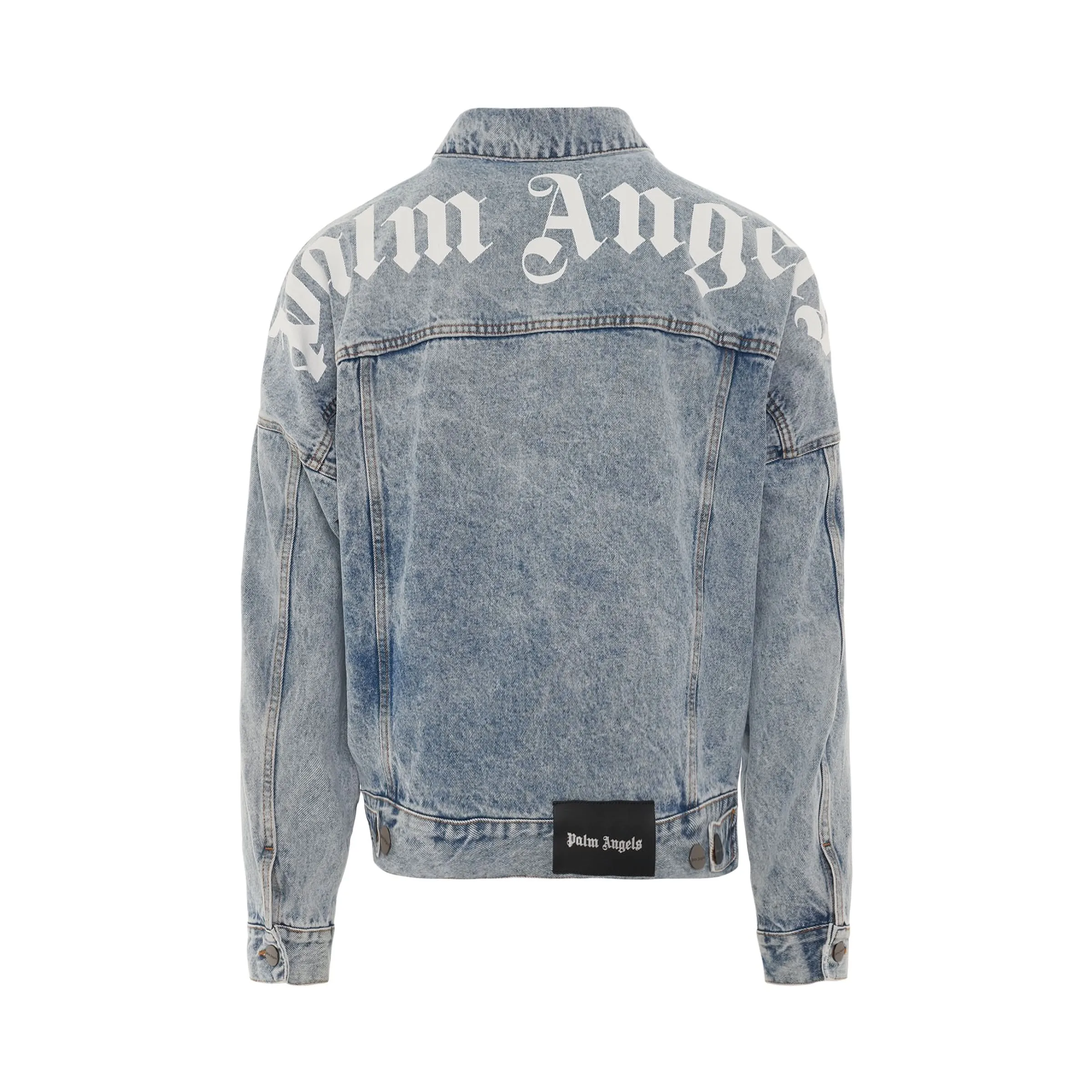 Back Logo Oversize B Denim Jacket in Light Blue