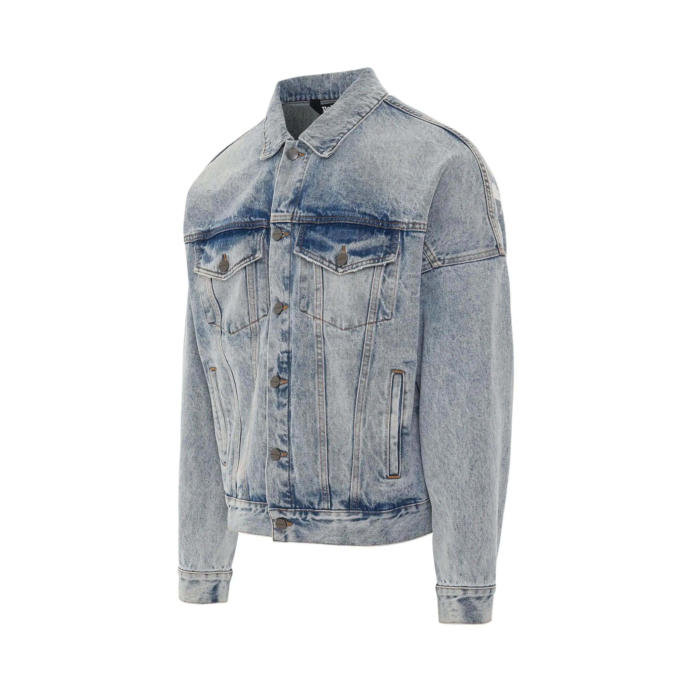 Back Logo Oversize B Denim Jacket in Light Blue