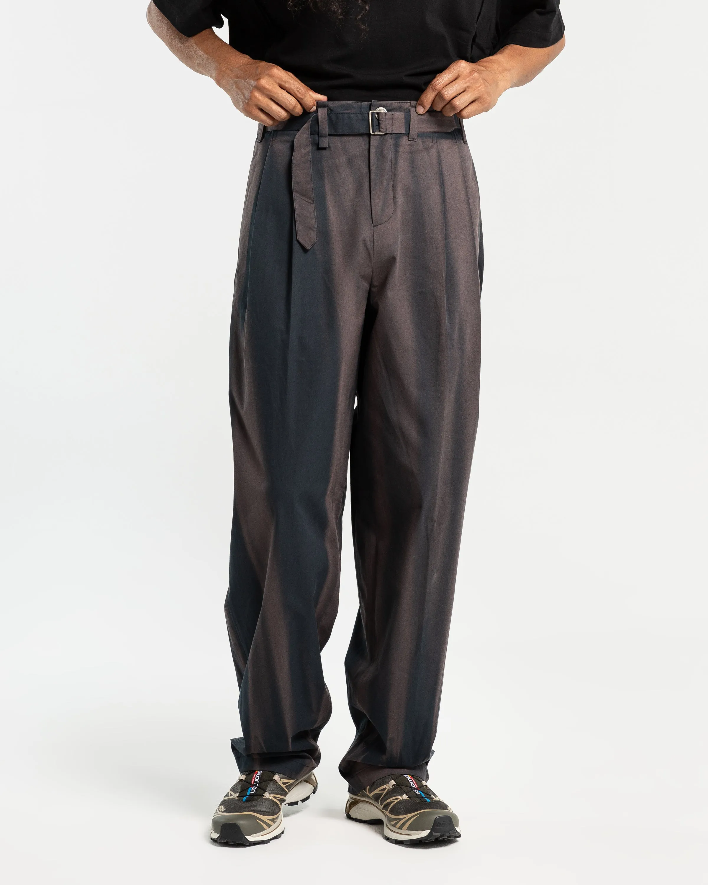 Belted Wide Trousers in Navy