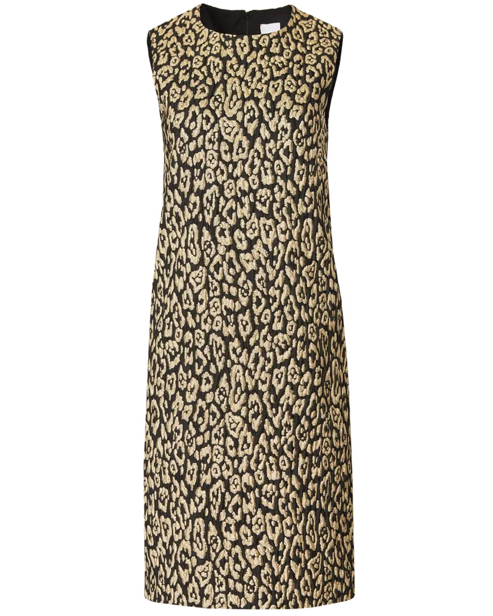 Black and Gold Leopard Sleeveless Shift Dress