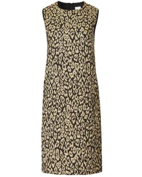 Black and Gold Leopard Sleeveless Shift Dress