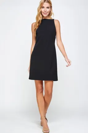 Black Solid Shift Dress