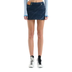 Blue Denim Patchwork Short Skirt