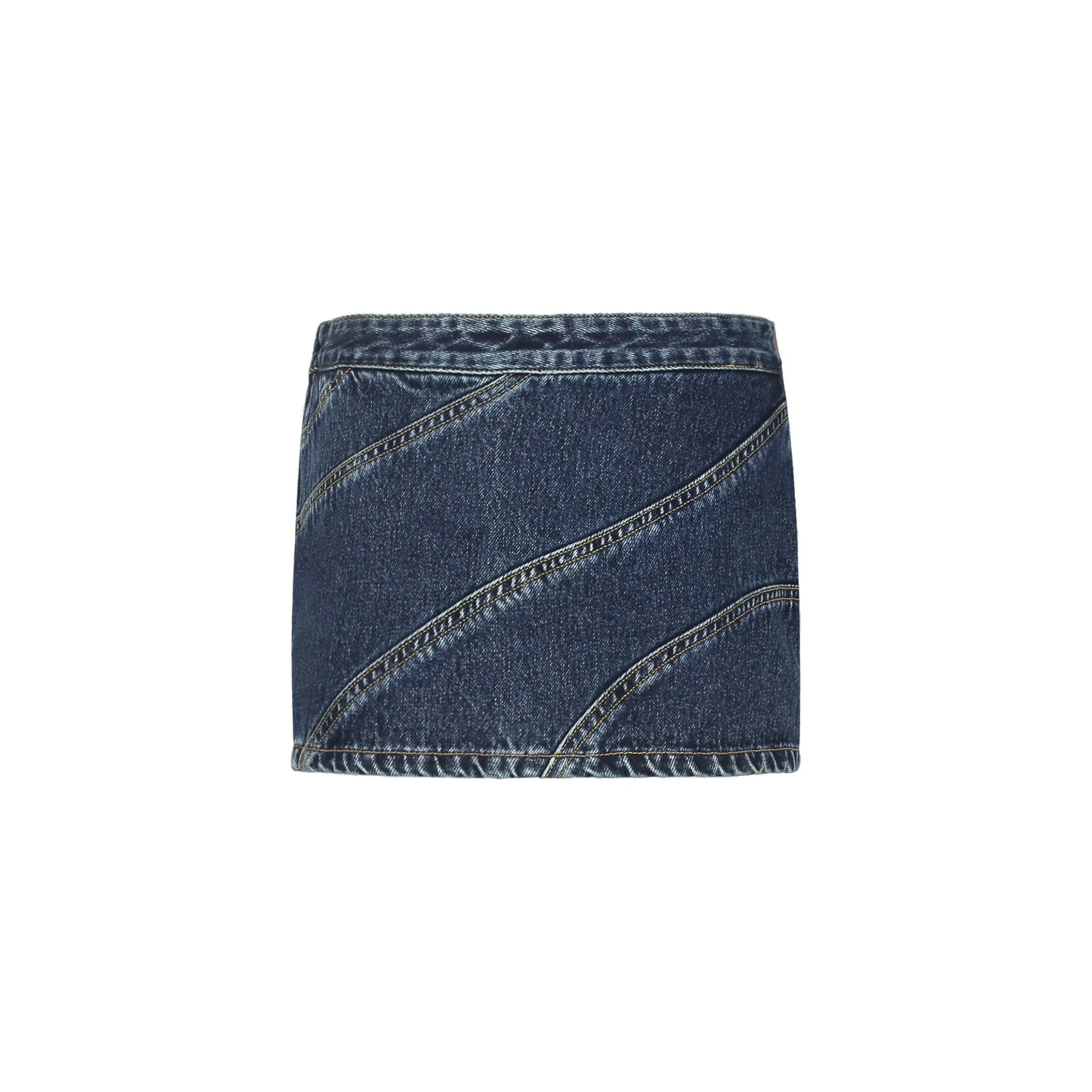 Blue Denim Patchwork Short Skirt