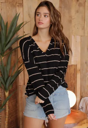 BP Lightweight Stripe Top-Black