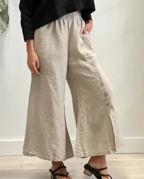 Bruna Button Wide Legged | Linen Pants