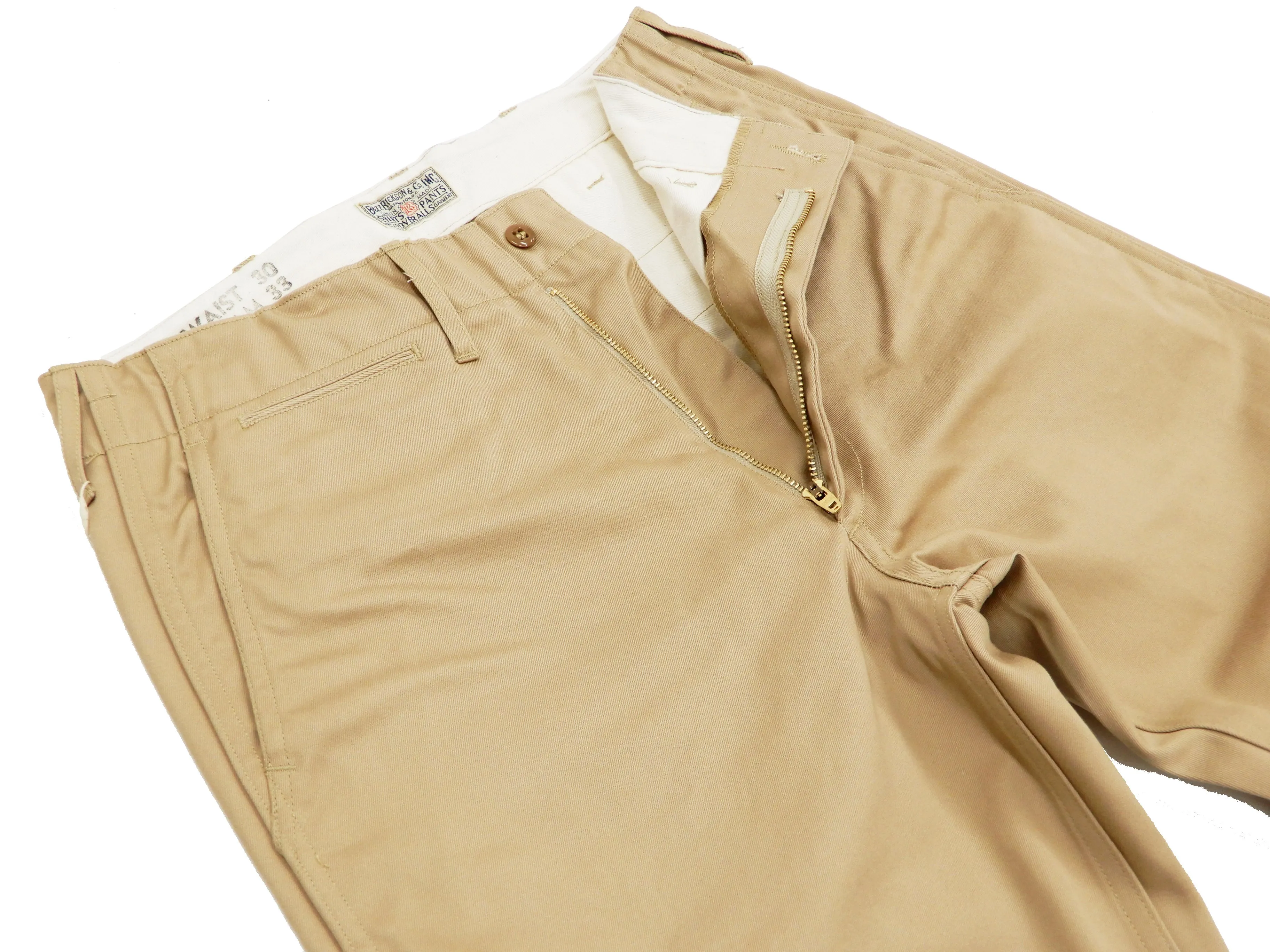 Buzz Rickson Trousers Men's Zip Fly Slimmer Fit US Army Chino Pants BR40025A 01 Beige