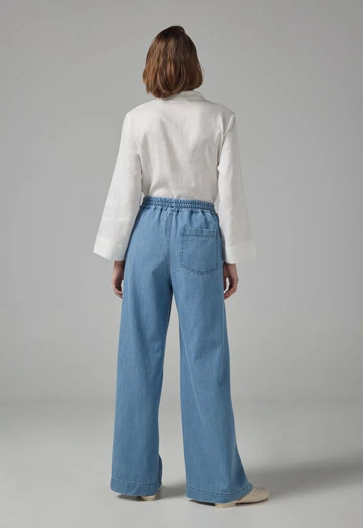 Choice Wide Leg Denim Trousers Light Blue