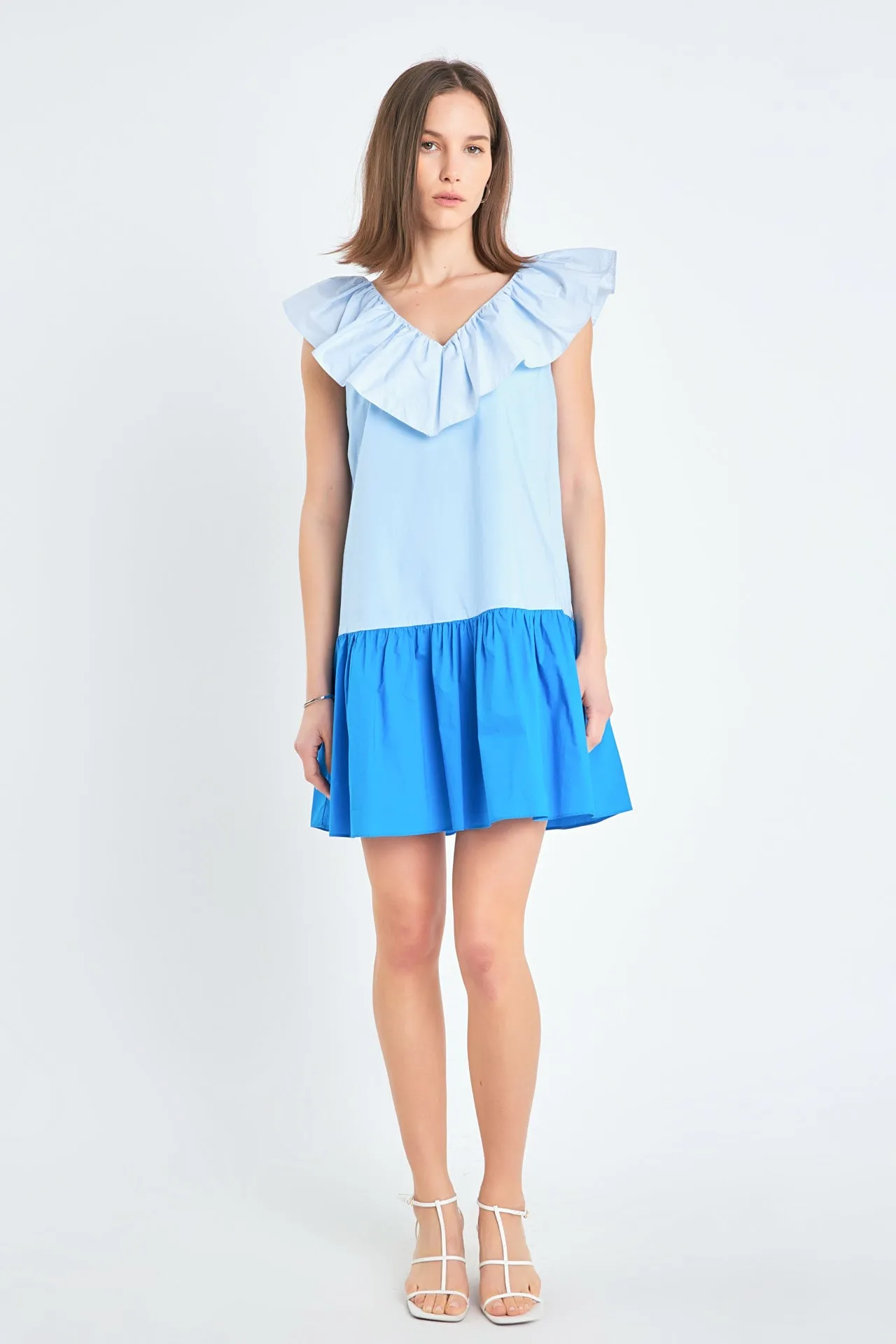 Colorblock Ruffled Shift Dress