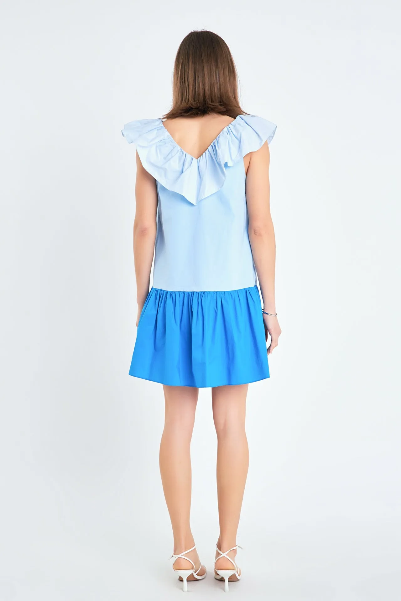 Colorblock Ruffled Shift Dress