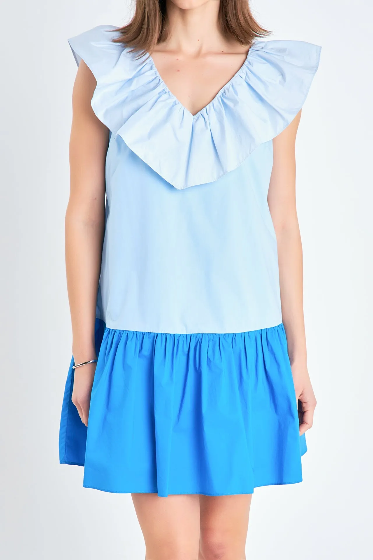 Colorblock Ruffled Shift Dress