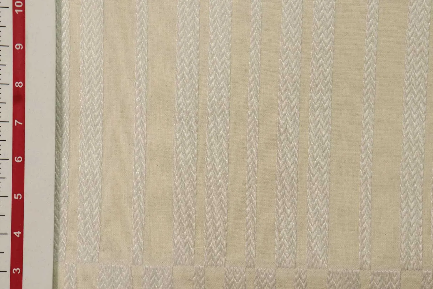 Cream Stripes Cotton Viscose Blend Fabric