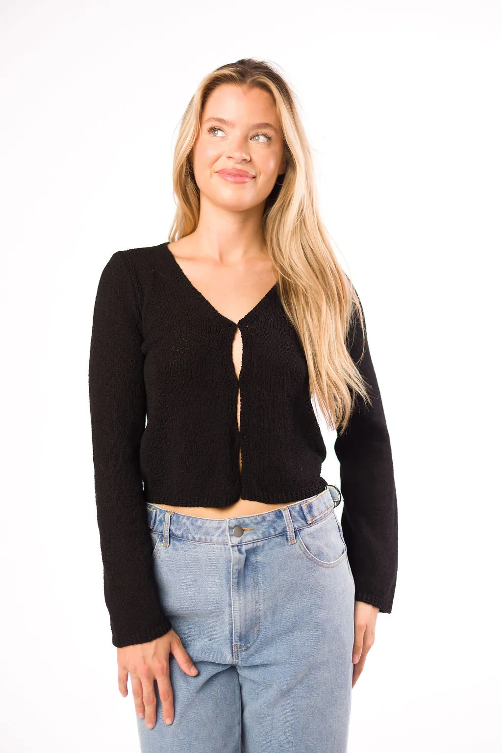 Danny Lightweight Knit Cardigan in Black