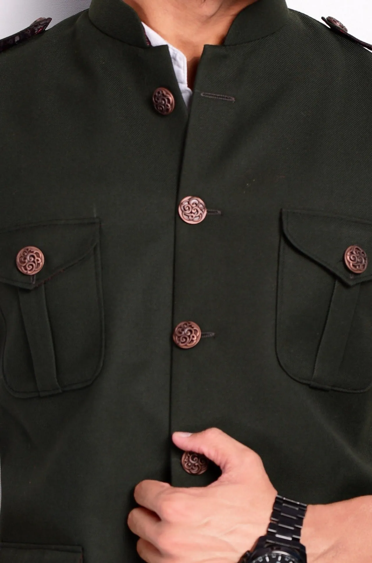 Dark Green Color Semi Hunting Jacket