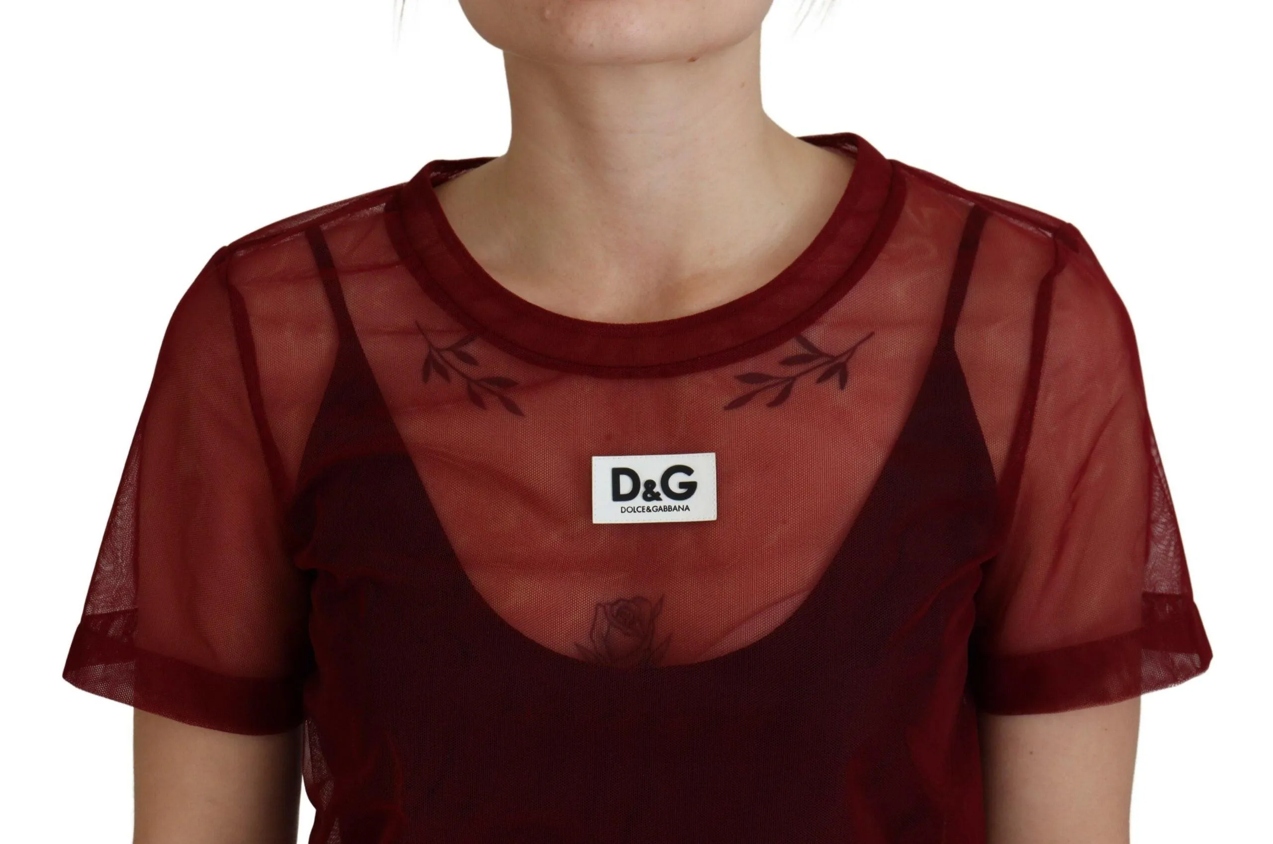 Dolce & Gabbana Maroon Nylon Two Layer Shift Mini Dress