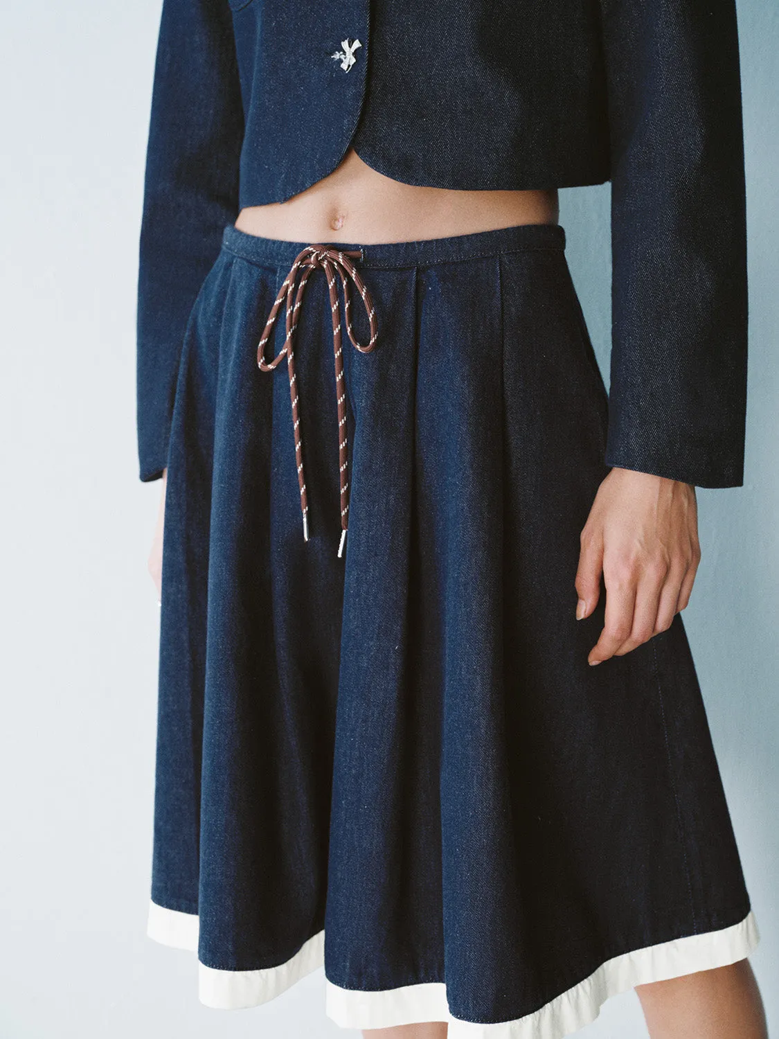 Drawstring Loose Denim Skirts