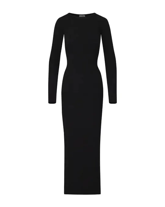 Eterne - Long Sleeve Crewneck Maxi dress in black