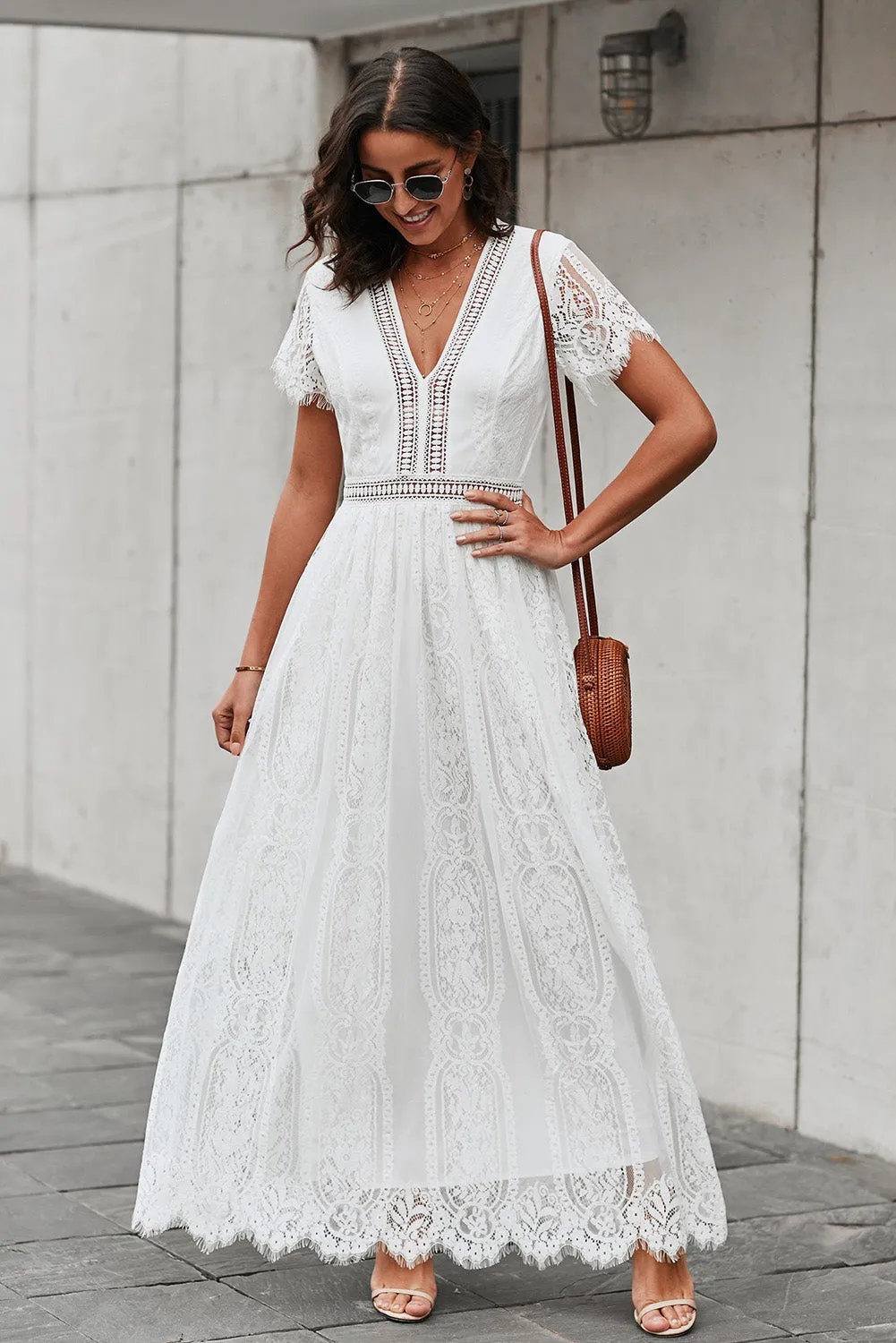 Fill Your Heart White Lace Maxi Dress