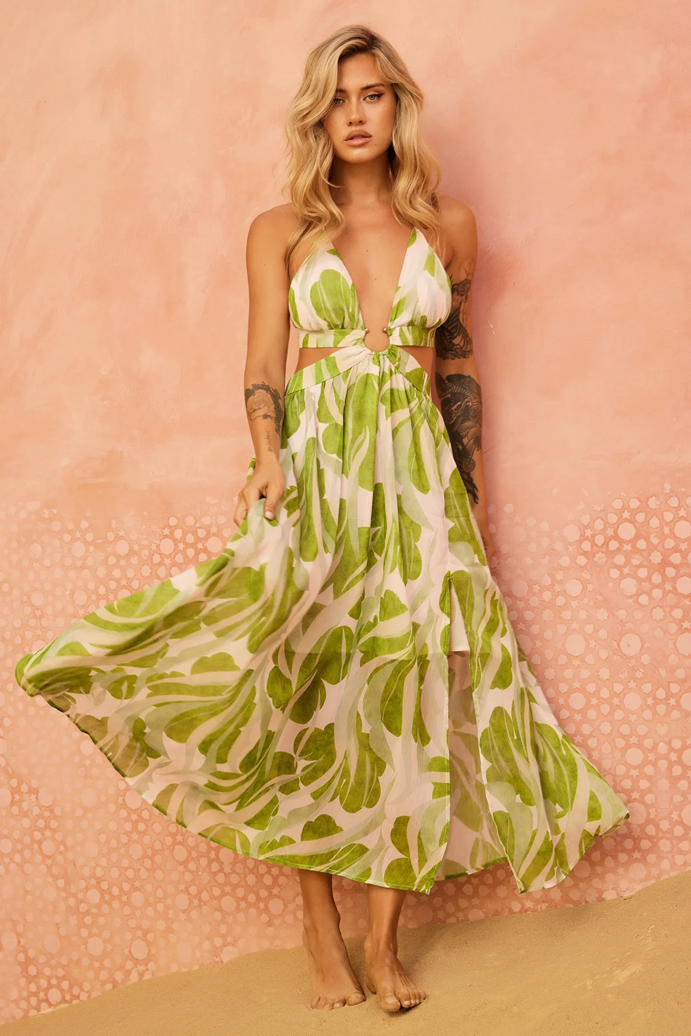 Forest Favors Maxi Dress - Green