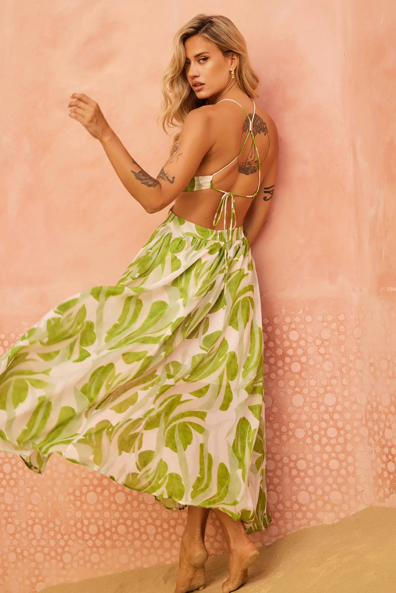 Forest Favors Maxi Dress - Green