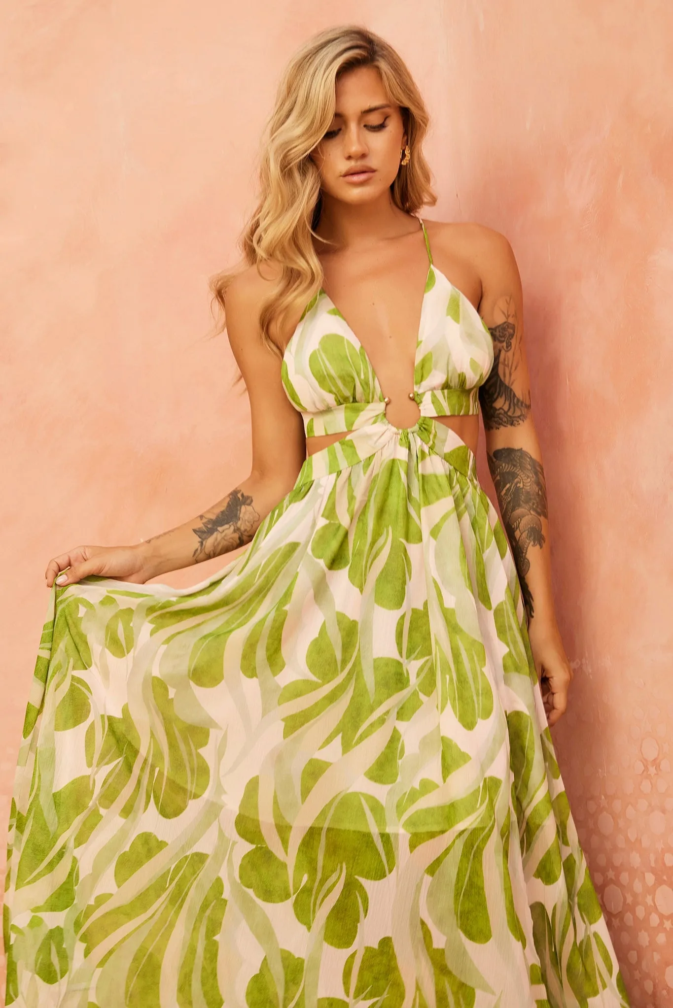 Forest Favors Maxi Dress - Green