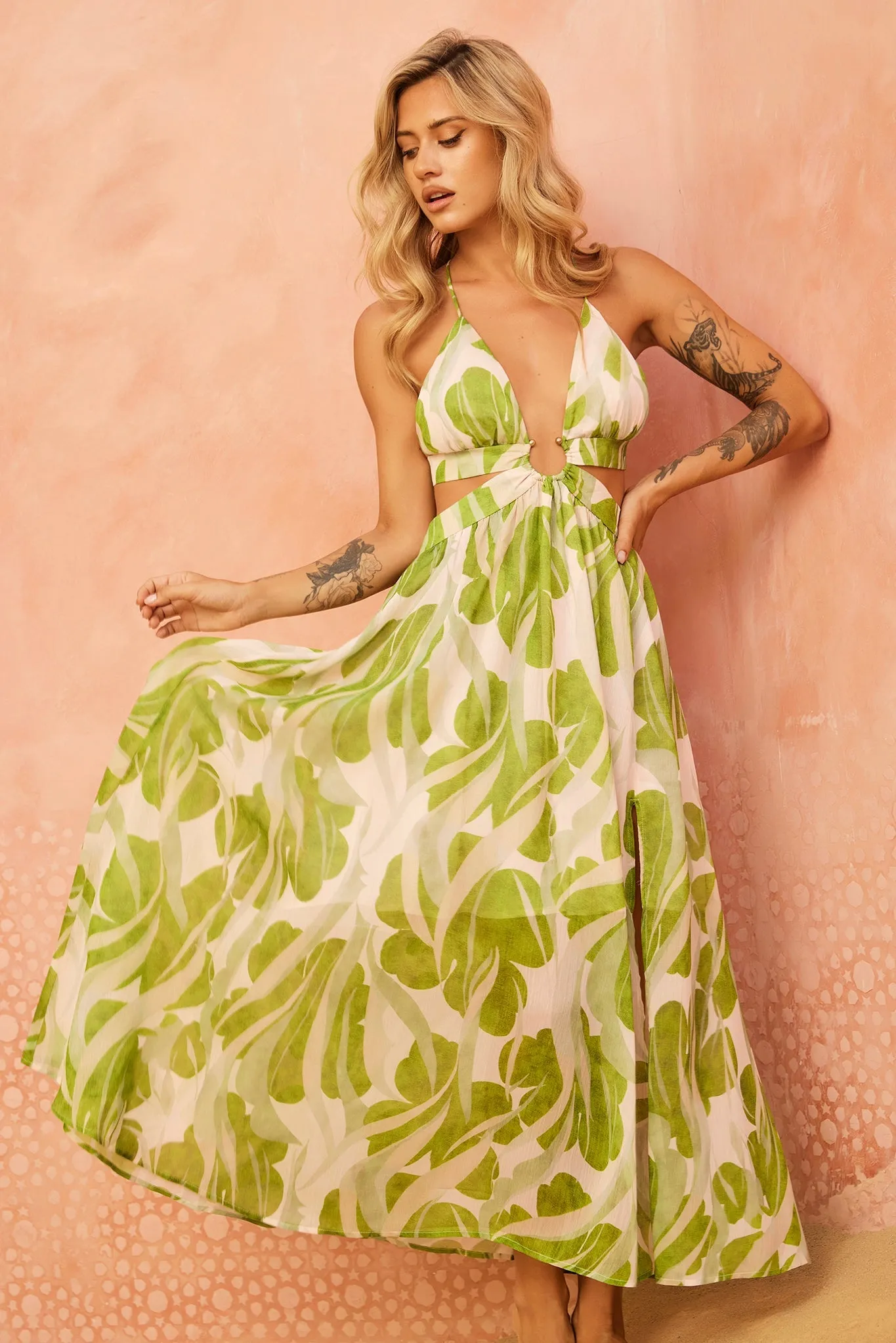 Forest Favors Maxi Dress - Green