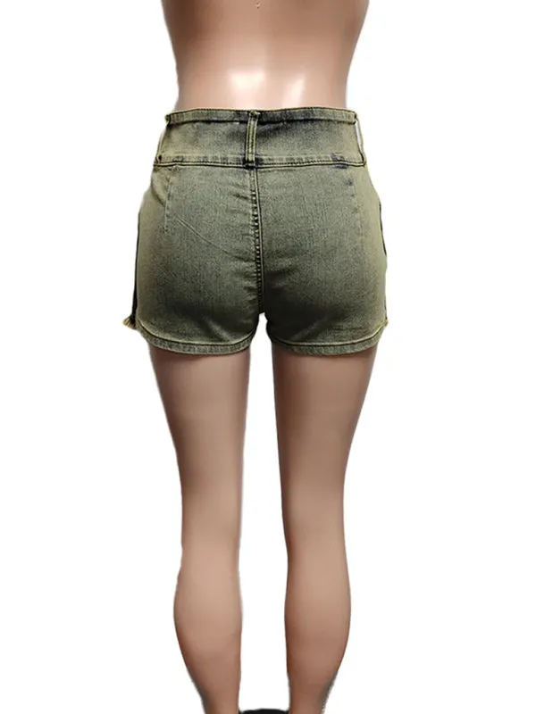 Frayed Denim Skirt with Shorts – Trendy A-Line Mini