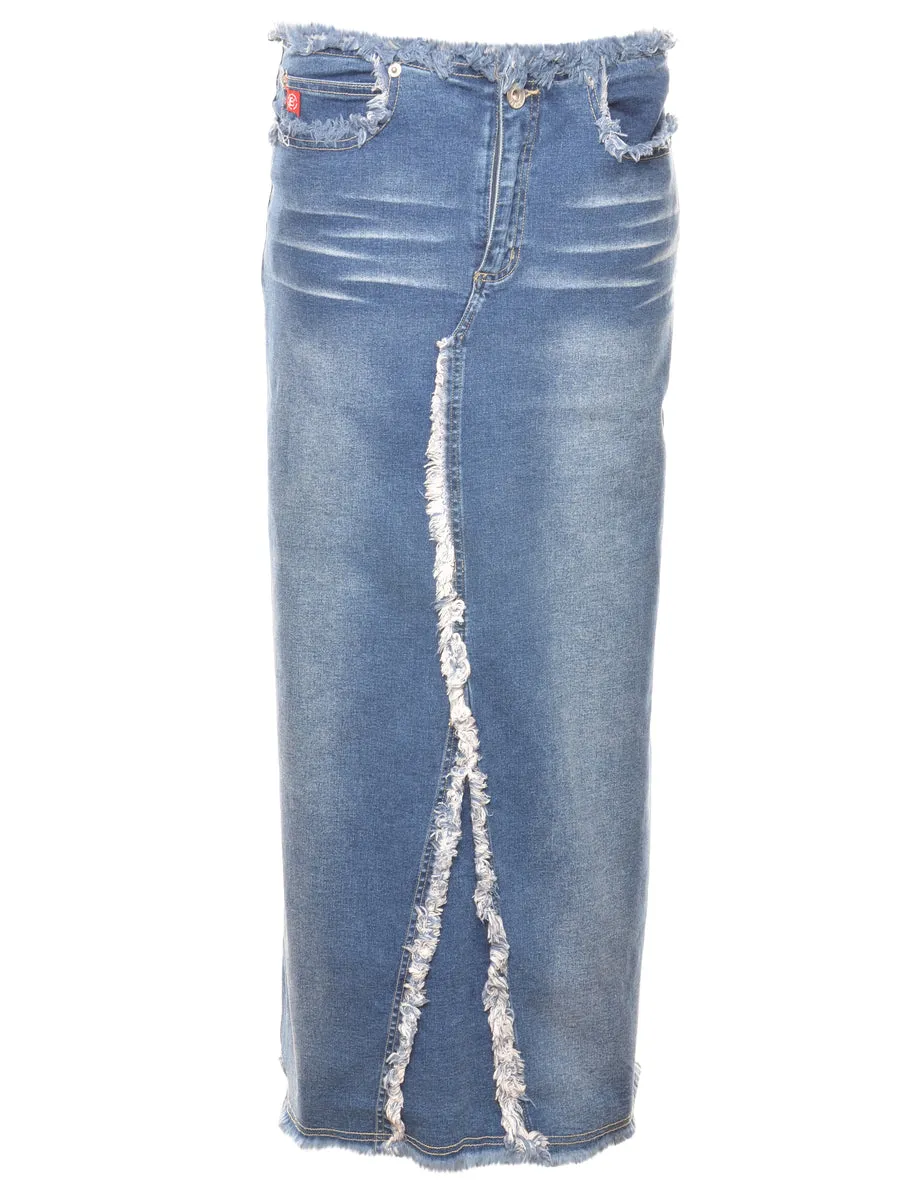 Frayed Edge 1990s Denim Skirt - M