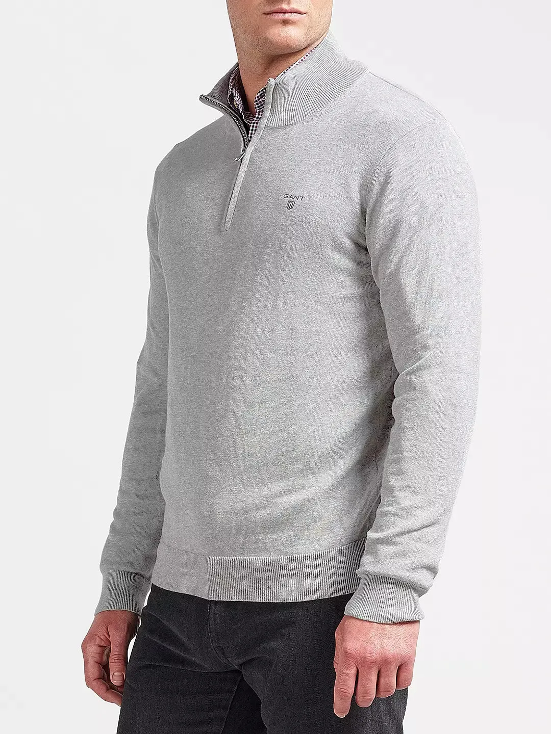 Gant Men's Lightweight Cotton Zip, XXXL, Grey Melange