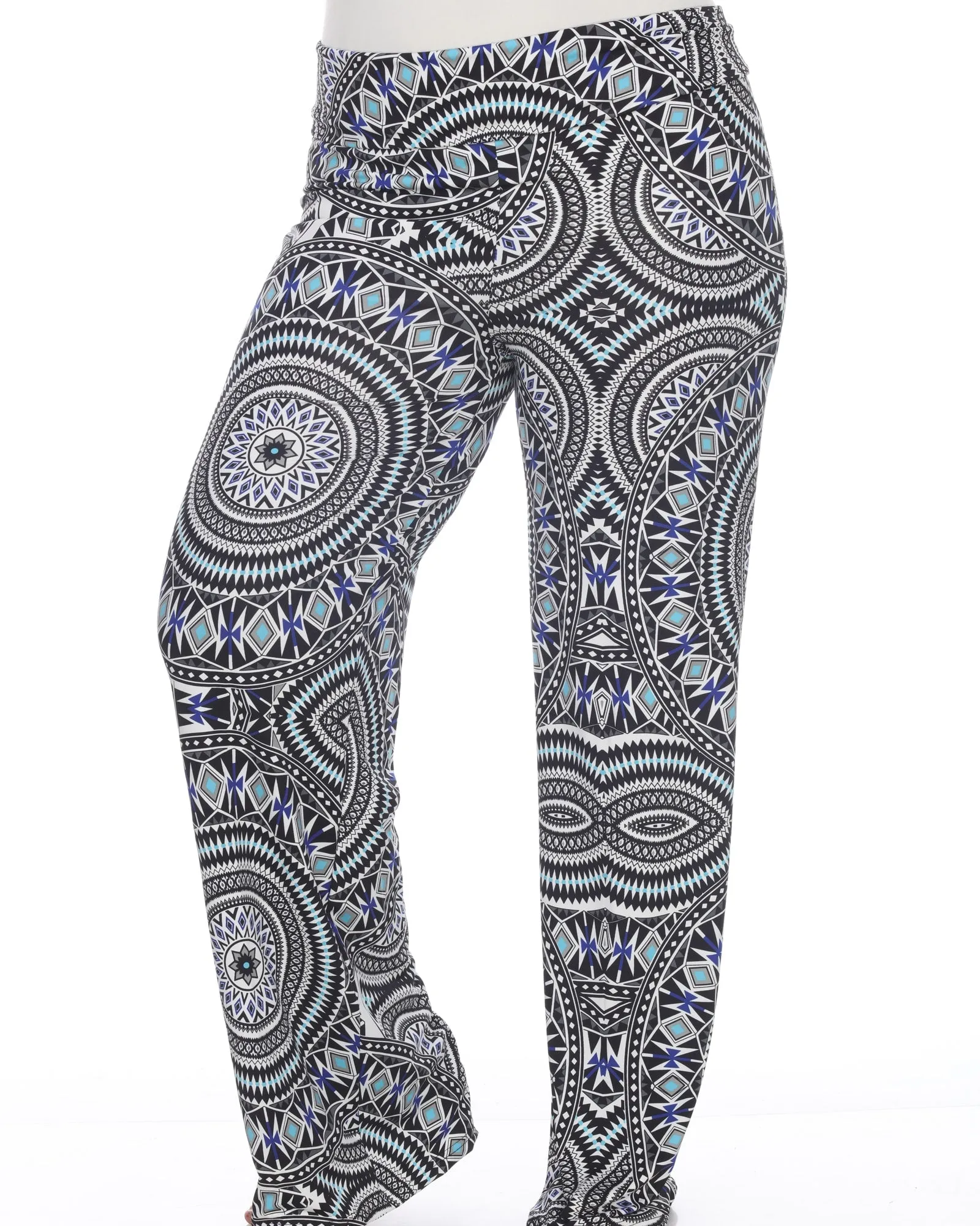 Geometric Print  Palazzo Pants | Blue Geo