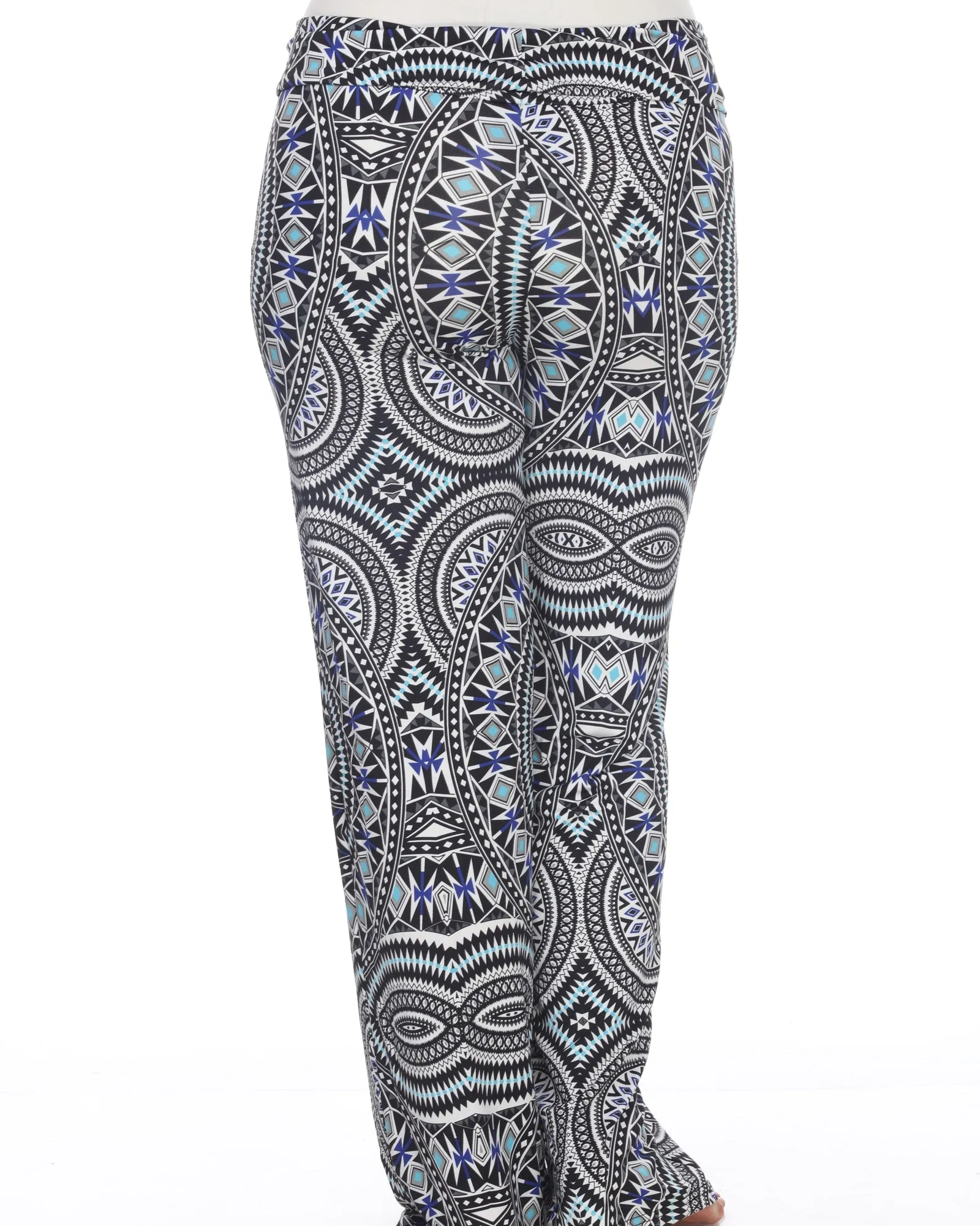 Geometric Print  Palazzo Pants | Blue Geo