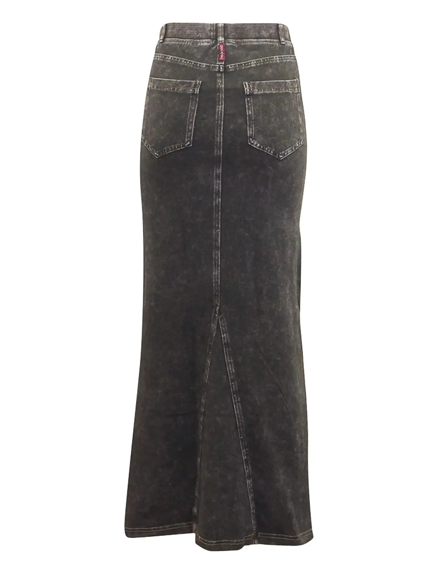 Hard Tail Long Denim Closed Slit Skirt (Style WJ-114)