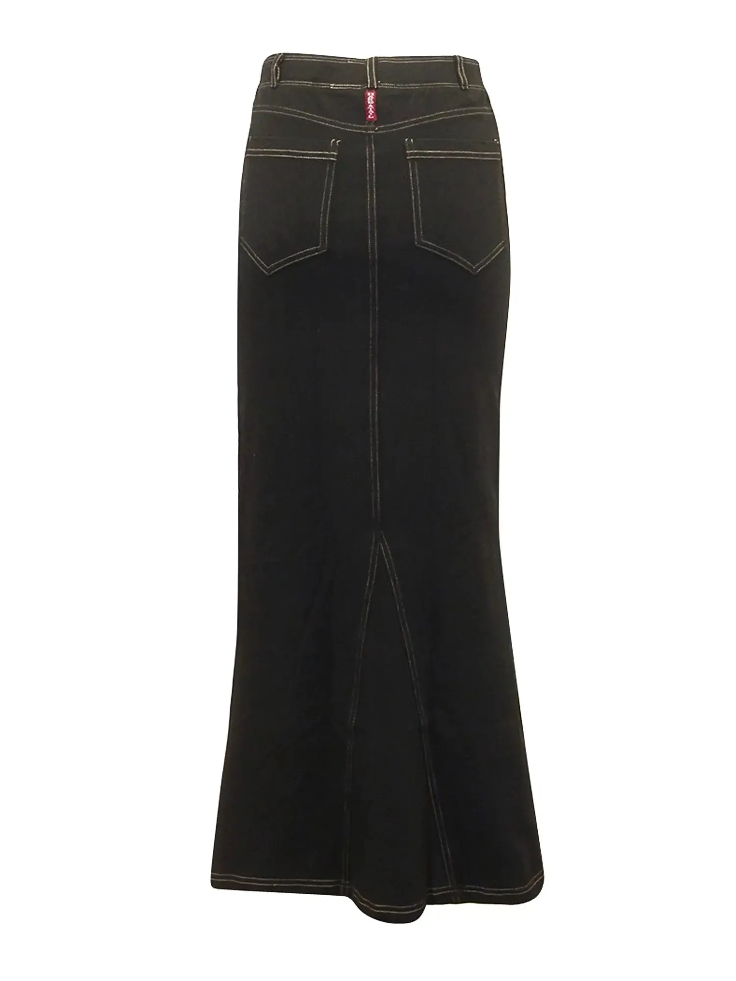 Hard Tail Long Denim Closed Slit Skirt (Style WJ-114)