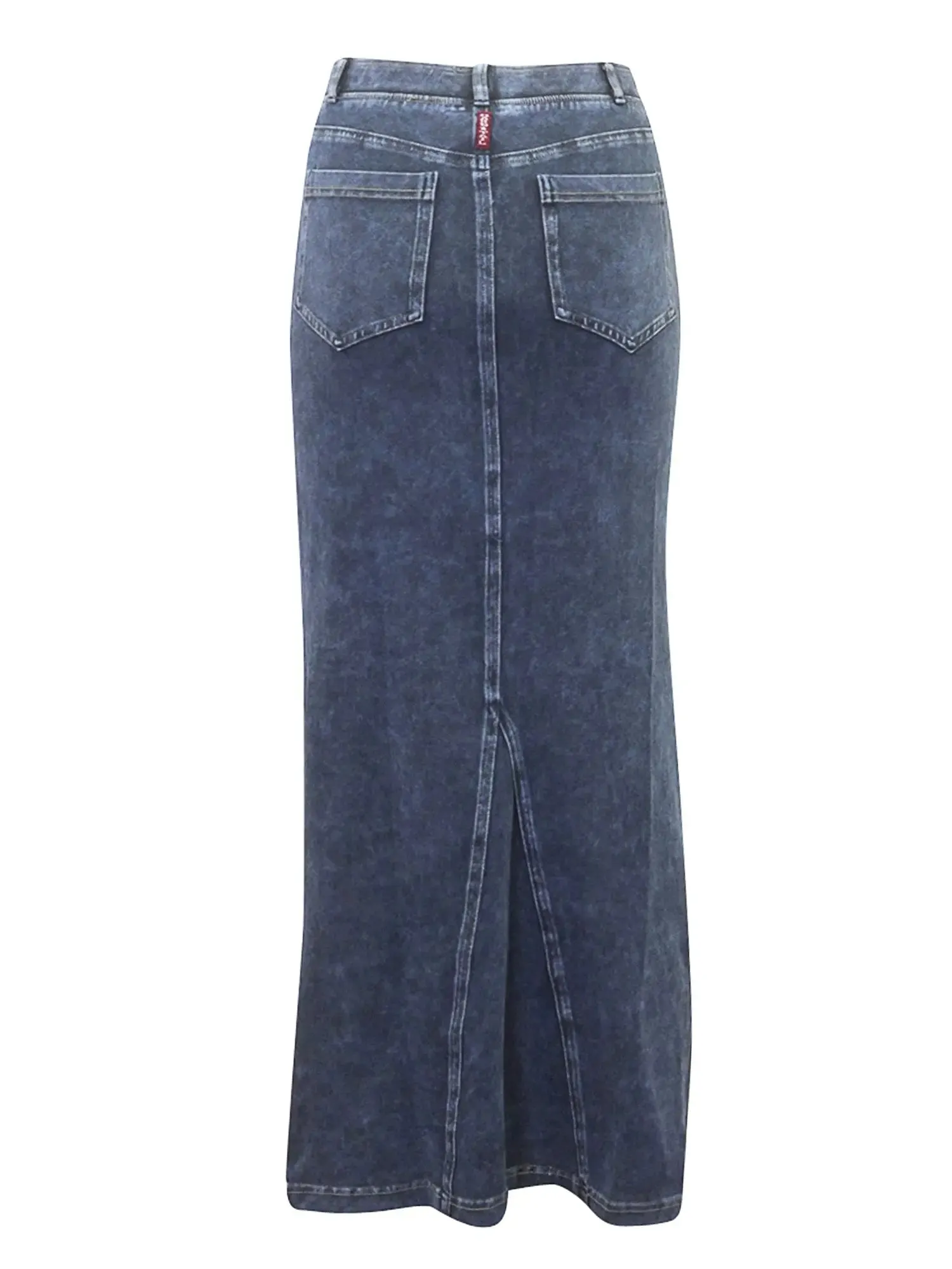 Hard Tail Long Denim Closed Slit Skirt (Style WJ-114)