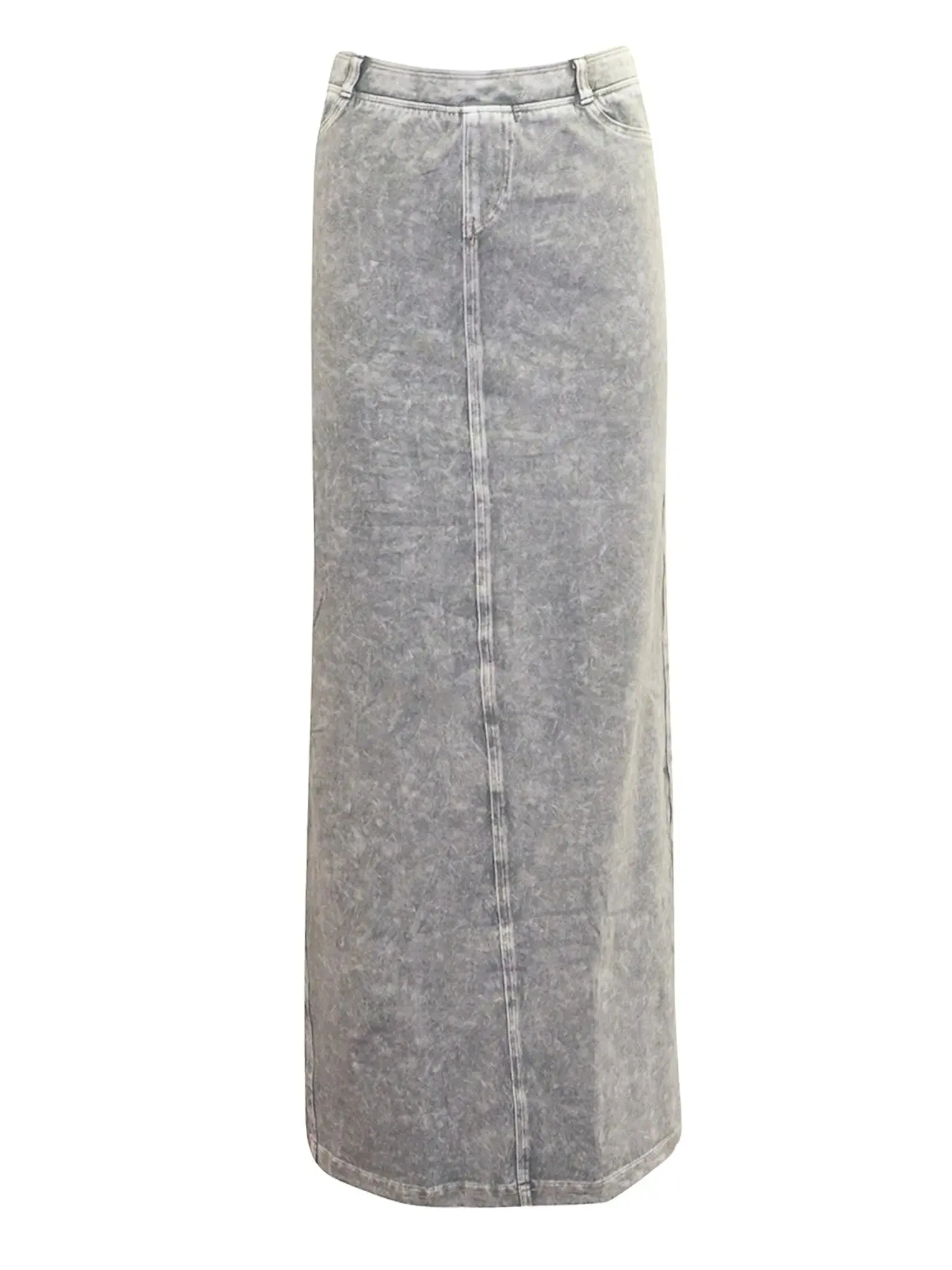 Hard Tail Long Denim Closed Slit Skirt (Style WJ-114)