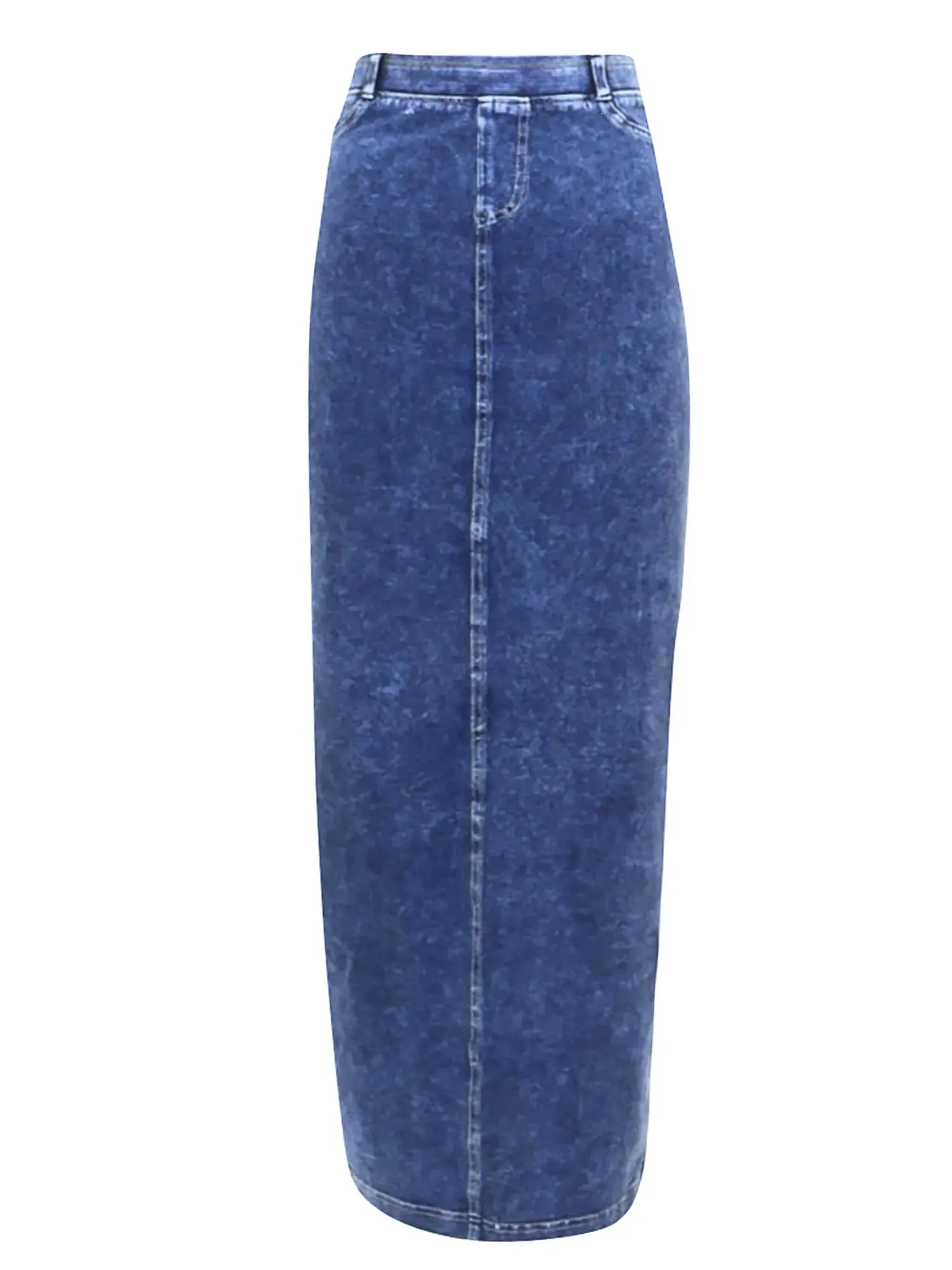 Hard Tail Long Denim Closed Slit Skirt (Style WJ-114)