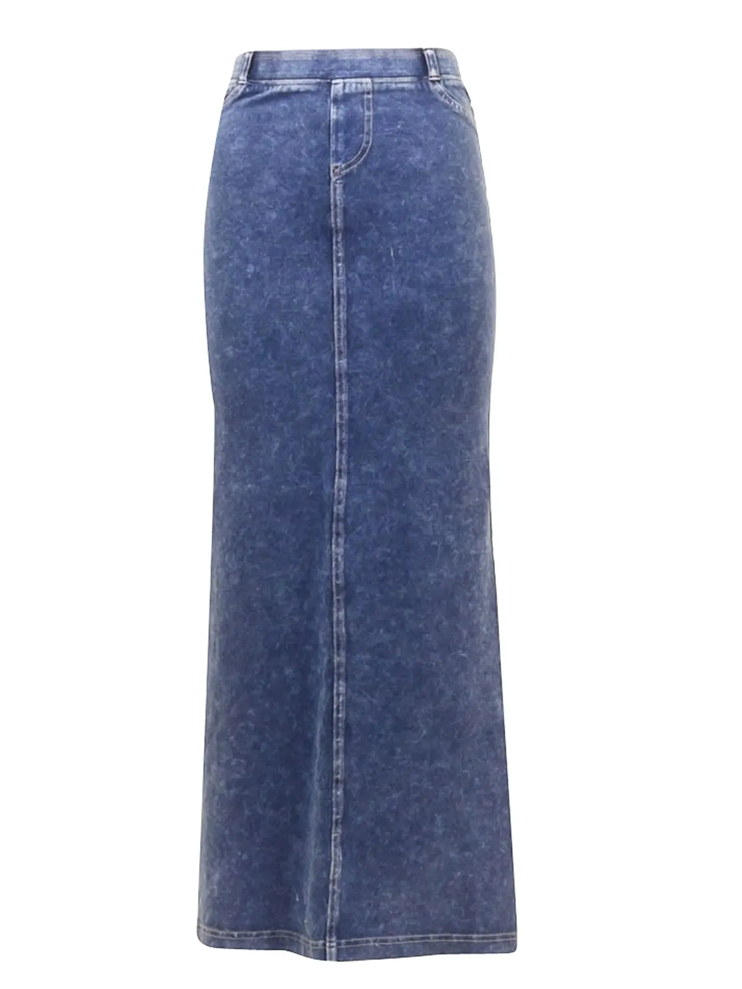 Hard Tail Long Denim Closed Slit Skirt (Style WJ-114)