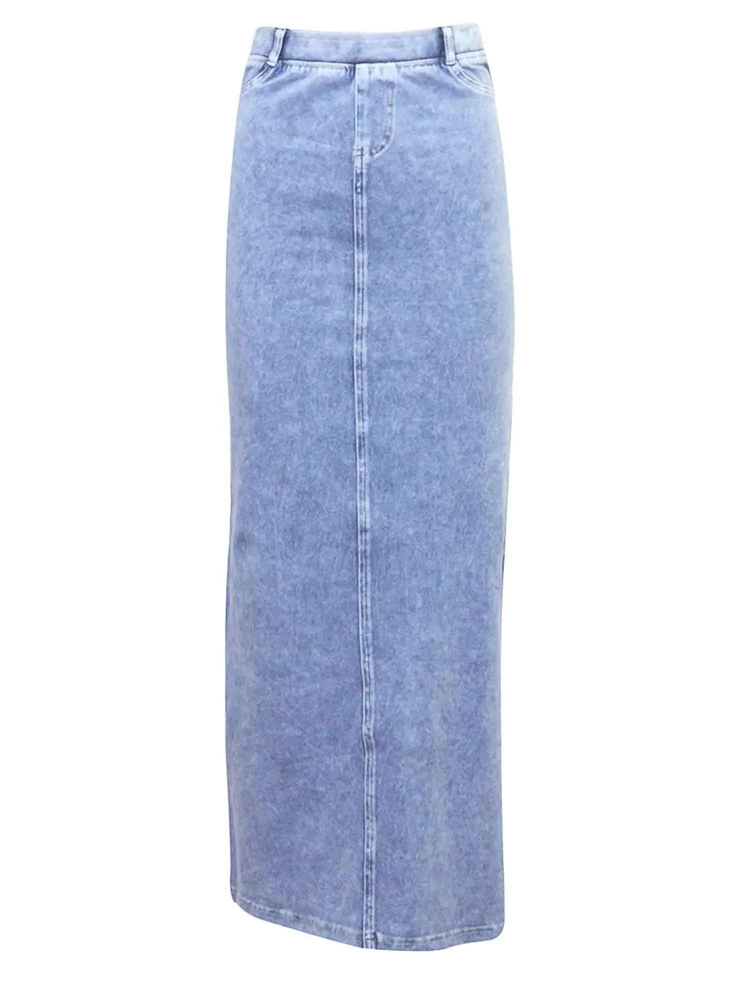 Hard Tail Long Denim Closed Slit Skirt (Style WJ-114)