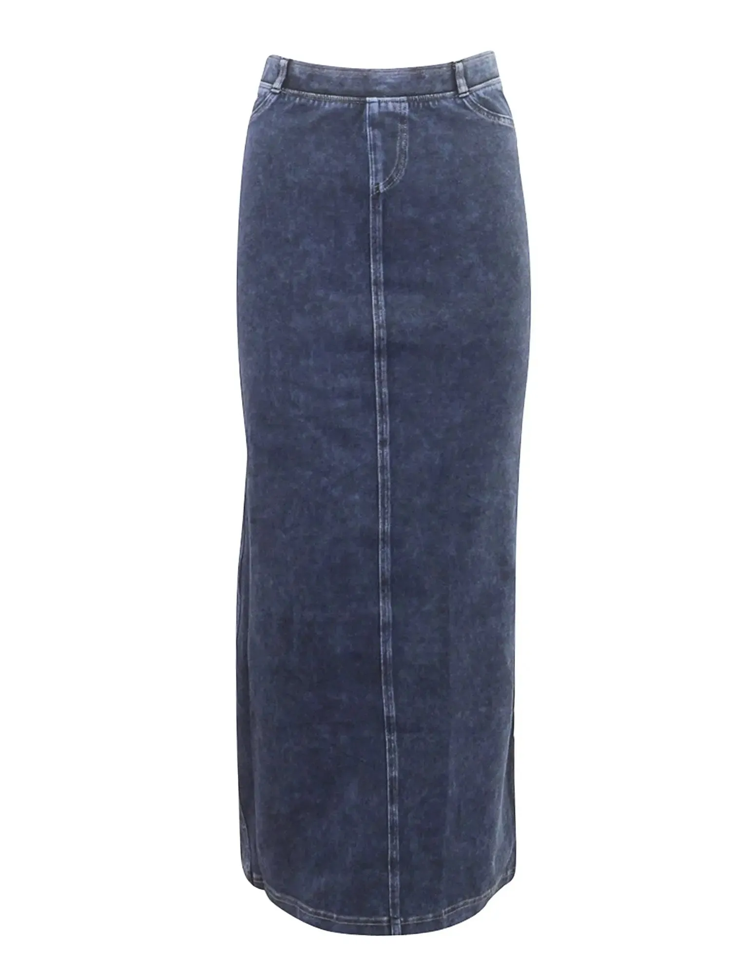 Hard Tail Long Denim Closed Slit Skirt (Style WJ-114)