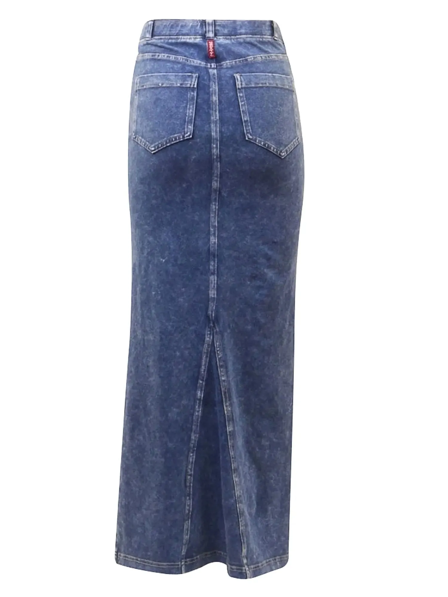 Hard Tail Long Denim Closed Slit Skirt (Style WJ-114)