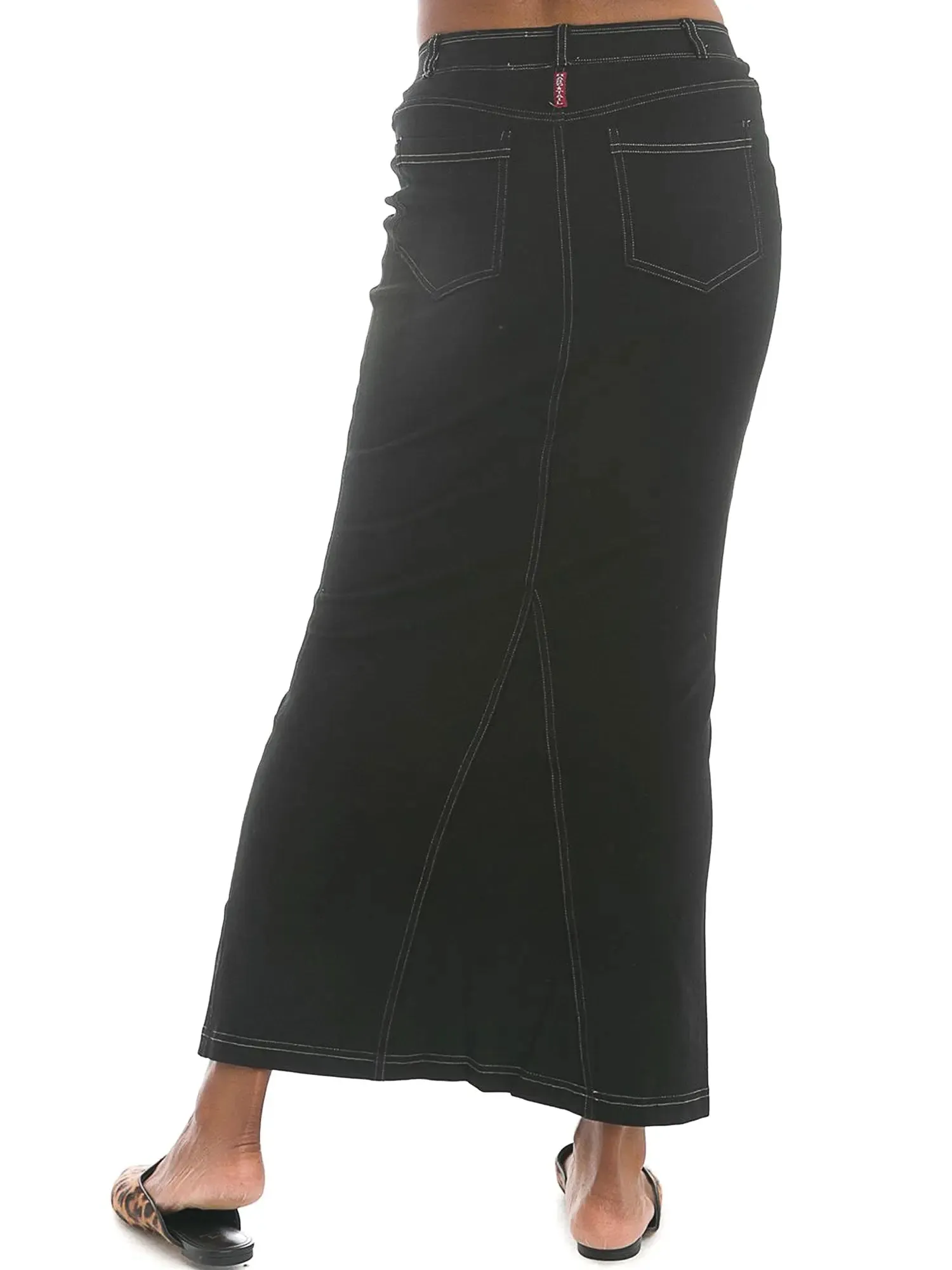 Hard Tail Long Denim Closed Slit Skirt (Style WJ-114)