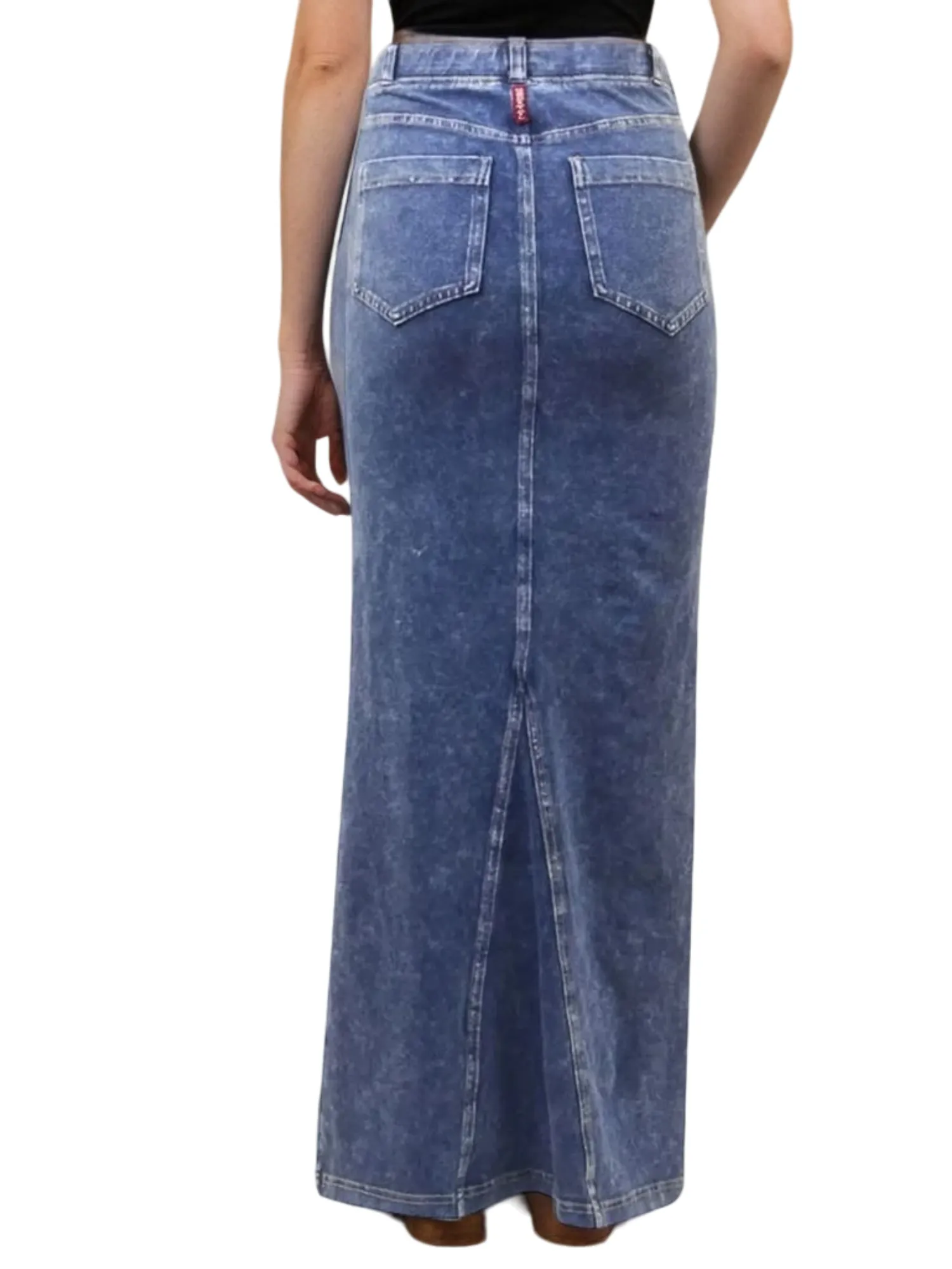 Hard Tail Long Denim Closed Slit Skirt (Style WJ-114)