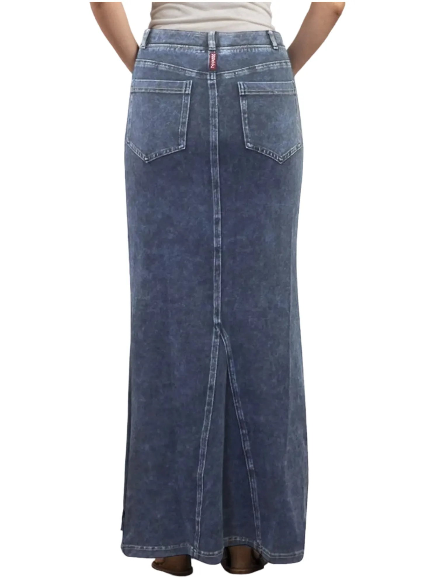 Hard Tail Long Denim Closed Slit Skirt (Style WJ-114)