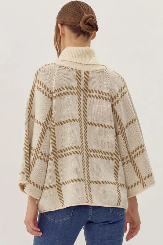 Hawn Check Print Batwing Sweater