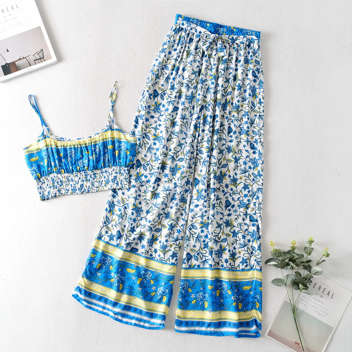 Hippie Print Boho Trousers & Top Set