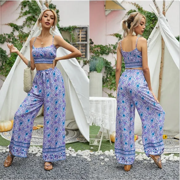 Hippie Print Boho Trousers & Top Set