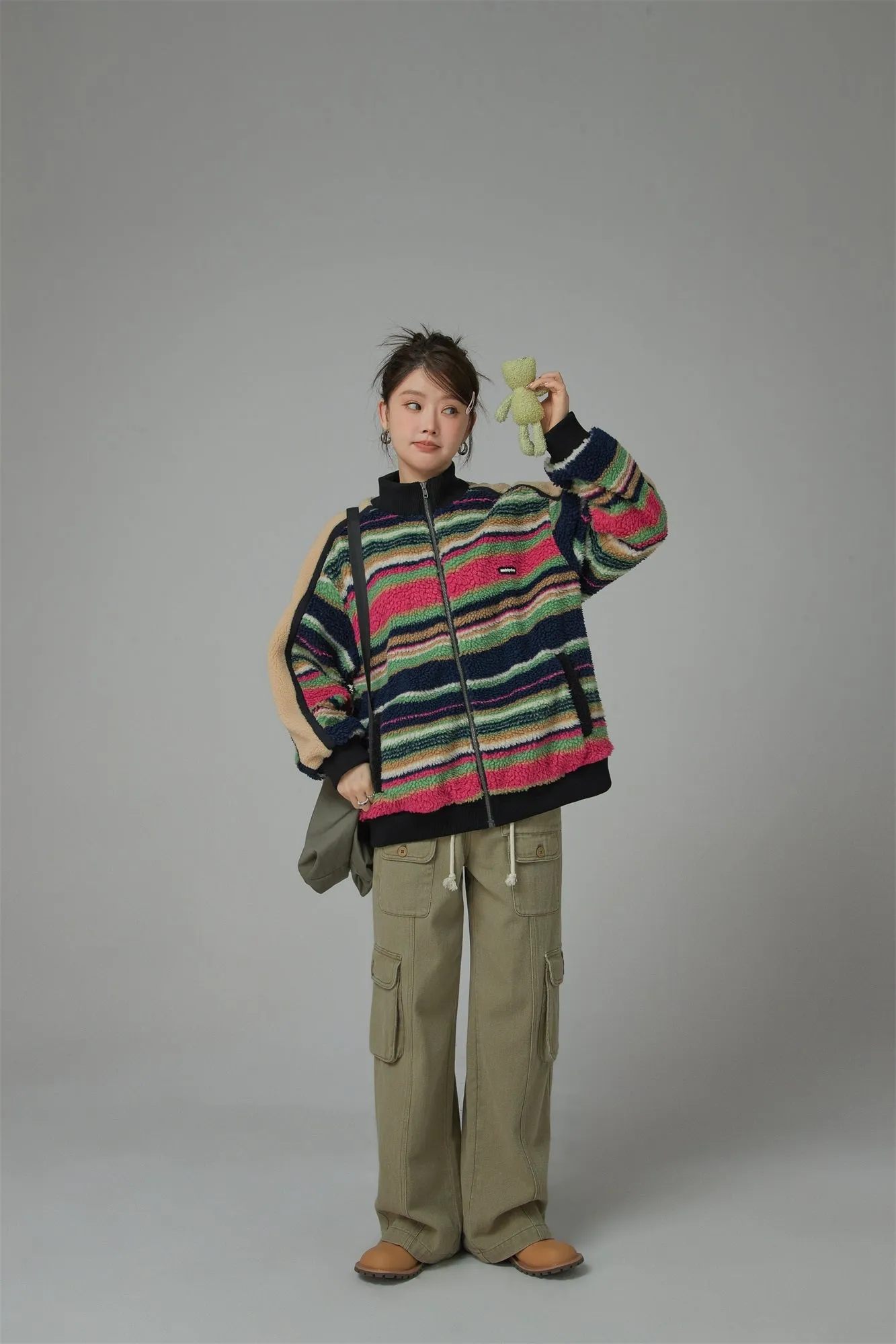 I See The Light Striped Fleece Overfit Jacket