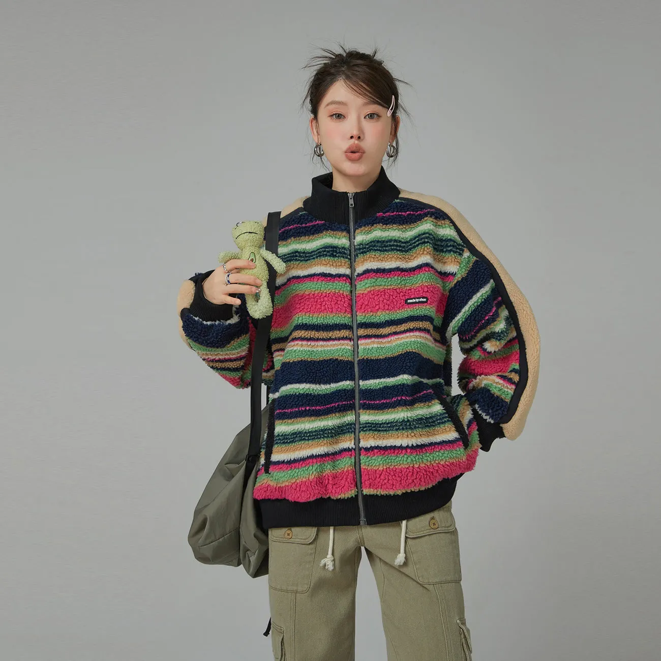 I See The Light Striped Fleece Overfit Jacket